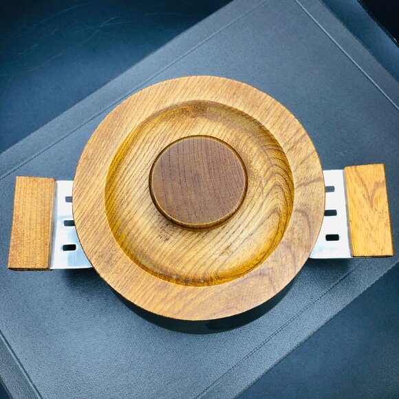 Midcentury Imperial International Japan Stainless Steel Wooden Lid Fondue Pot - Picture 2 of 10